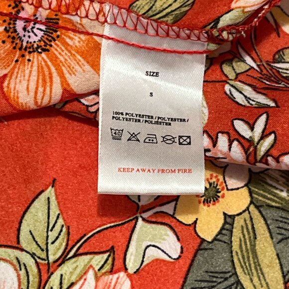 QED LONDON Asian Inspired Floral Kimono Size Medium Deep Orange - Picture 6 of 11